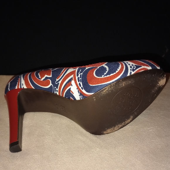 Tory Burch Red, White, and Blue Platform Heels Women's 9.5 - Picture 9 of 10